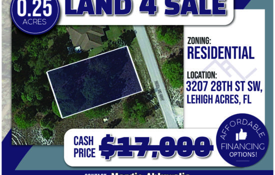 Super Affordable Sunny Florida 0.25 acre Lot – 30% Below Value! Yours for only $14,500 CASH! Financing available