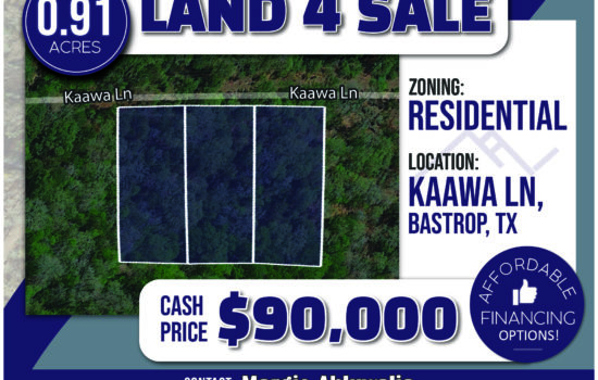 0.91ac 3 Lot Bundle in Bastrop TX. Austin only 40 mins away. Similar lots sell for $220,000. Ours is on Sale for only $90,000 Cash OR put $22,500 down to make $892.02 monthly payments